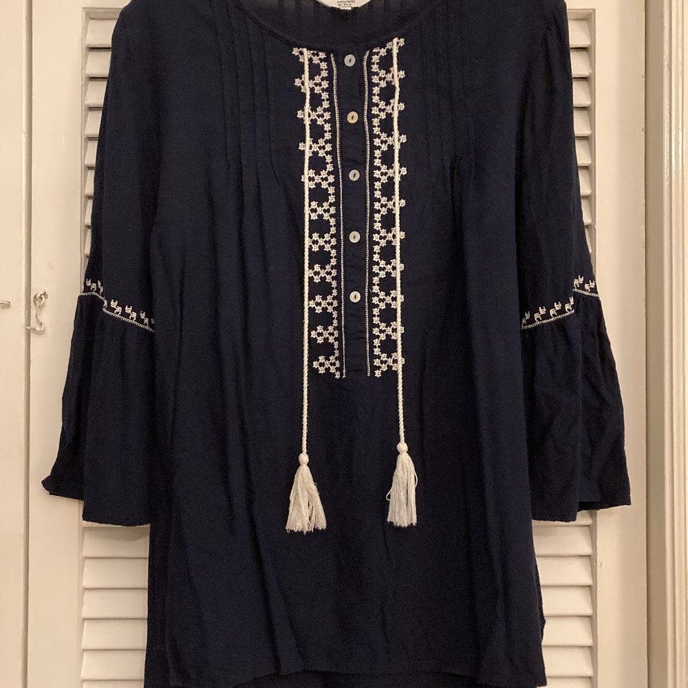 Navy and White Blouse Large